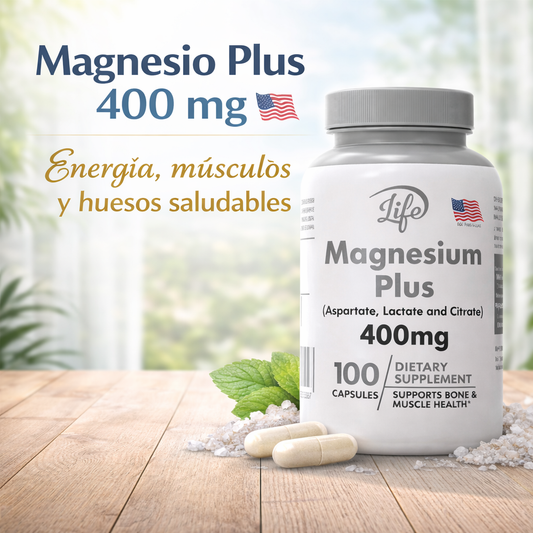 MAGNESIUM PLUS 400mg (ENERGÍA, DESCANSO Y BIENESTAR GENERAL)